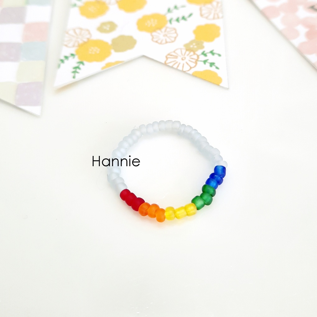 Nhẫn hạt cườm cầu vồng rainbow - Nhẫn dành cho nữ handmade đơn giản