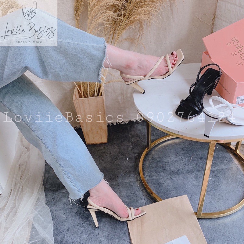 LOVIIE BASICS - SANDAL CAO GÓT 9P QUAI NGANG CHÉO ĐẾ VUÔNG 9 PHÂN - GIÀY CAO GÓT 9P QUAI NGANG 9CM DÂY MẢNH G201011 | BigBuy360 - bigbuy360.vn