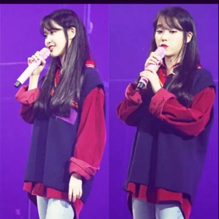 Set áo sơ mi nhung + gile len IU ulzzang