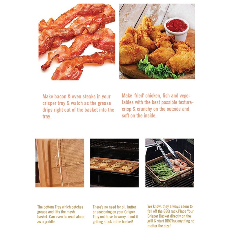 Khay Lưới Lọc Dầu Bằng Kim Loại Chống Dính Tiện Dụng Cho Lò Nướng