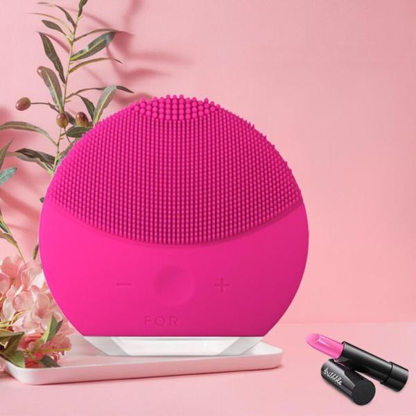 {tặng cáp sạc} Máy Rửa Mặt Mini Forever - Chất Liệu Silicon, Rung Tạo Bọt, Massage Thư Giãn Da Mặt