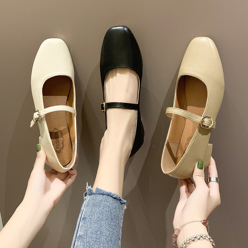 Giày Gót Thấp(1~3Cm) VINTAGE MARY JANE, Style Tiểu Thư Quai Ngang, Hot Trend