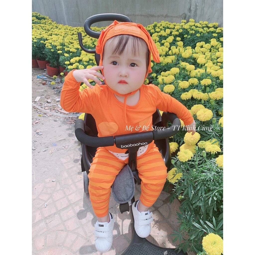 Sale!! Bộ dài tay thun lạnh hàng Minky Mom chính hãng có nón tai thỏ chất thun lạnh mềm dịu mát cho bé trai bé gái (DT9)