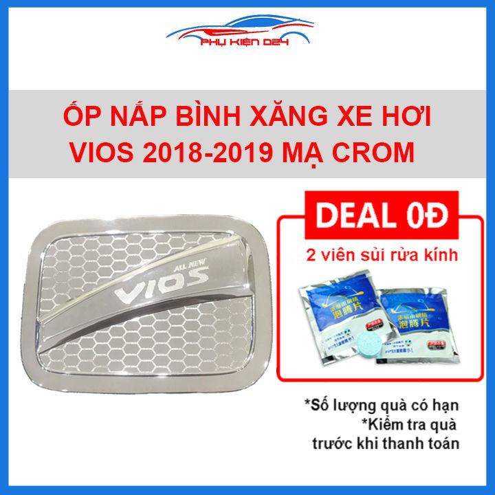 Ốp nắp bình xăng Vios 2018-2019 mạ crom chống trầy trang trí ô tô