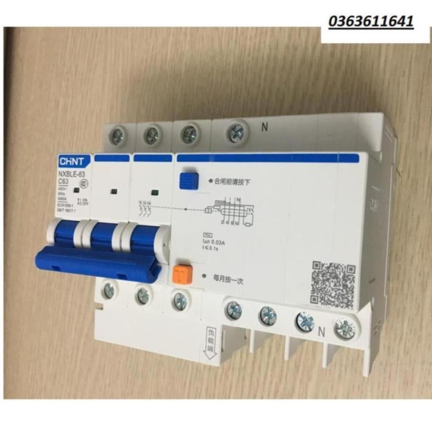 Attomat RCBO chint 3P+N 63A NXBLE-63