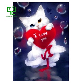 5D DIY Diamond Painting Embroidery Cross Stitch Kit (White Cat)