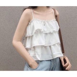 Săn sale hè về áo 2 dây voan tầng bèo
