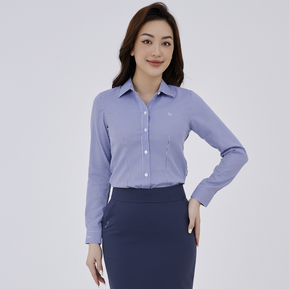 Áo sơ mi nữ Thái Hòa Shop tay dài họa tiết caro nhỏ 381 - 3 MÀU SẮC