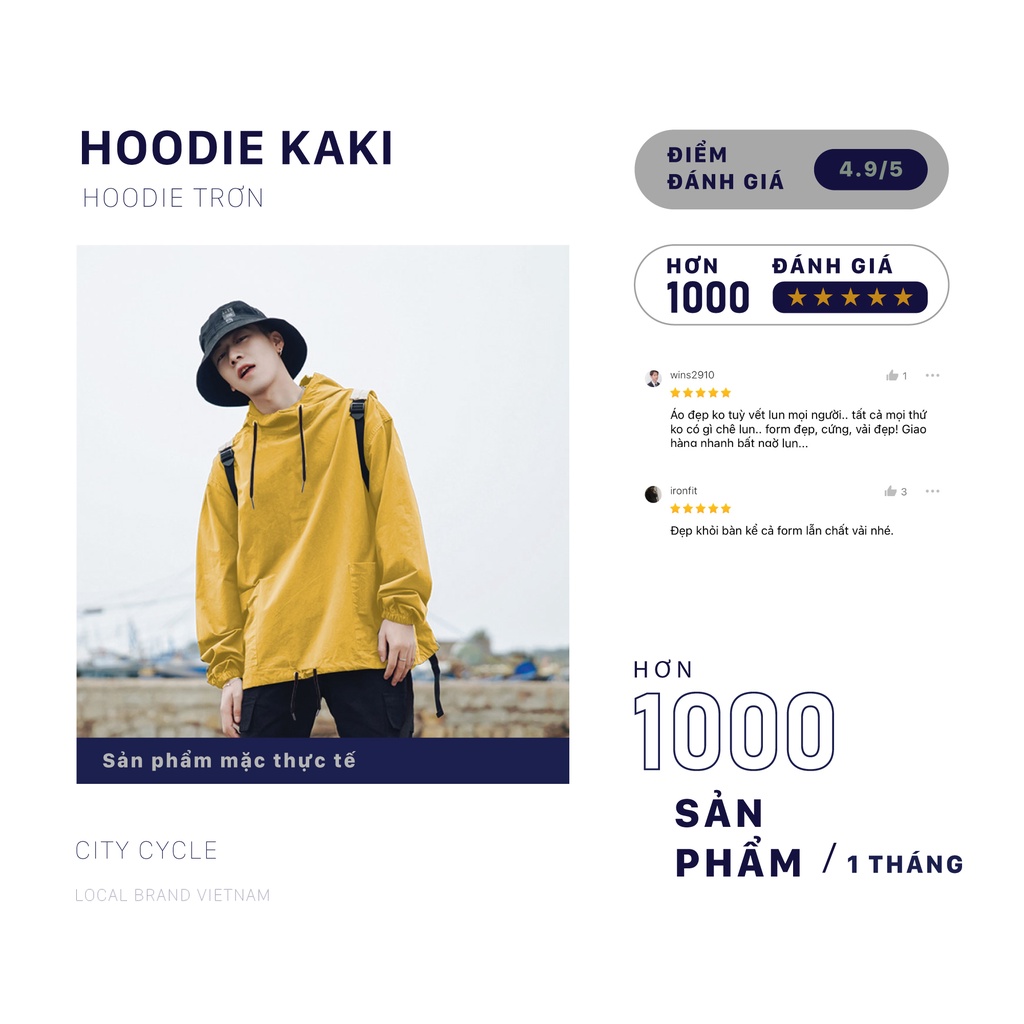 Áo hoodie kaki City Cycle - Áo hoodie nam nữ chất kaki form vừa Unisex Local Brand