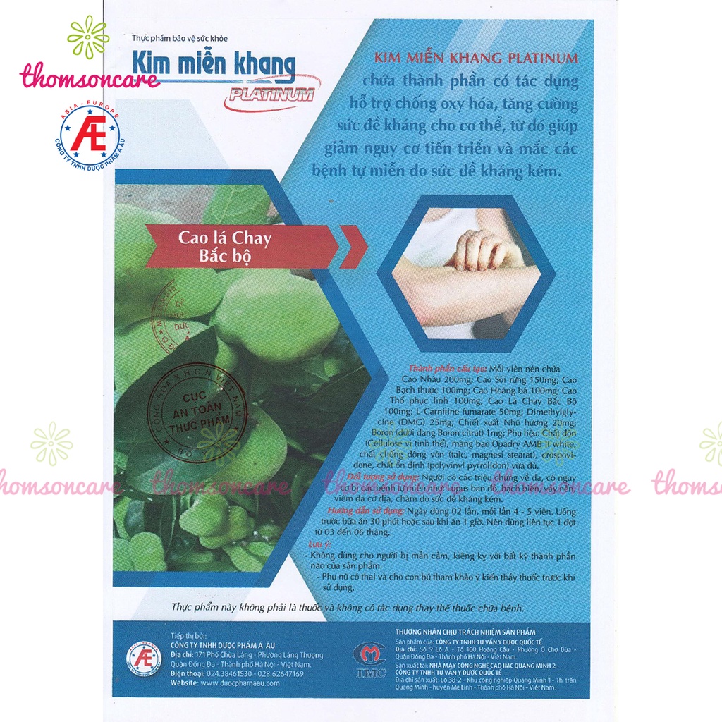 Kim miễn khang Platinum Mẫu mới Hàm lượng cao, hỗ trợ giảm vảy nến từ thảo dược