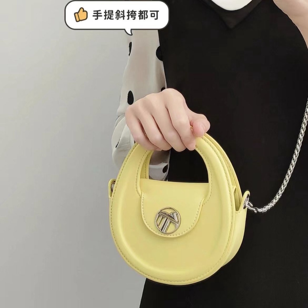Túi Đeo Vai Hình Tròn Cỡ Nhỏ Phối Dây Xích Kiểu Retro Thời Trang Mùa Hè Cho Bạn Gái