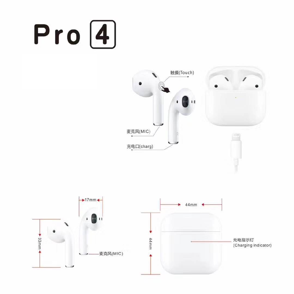 Tai Nghe Bluetooth Không Dây Mini Pro 4 Hỗ Trợ Ios Và Android