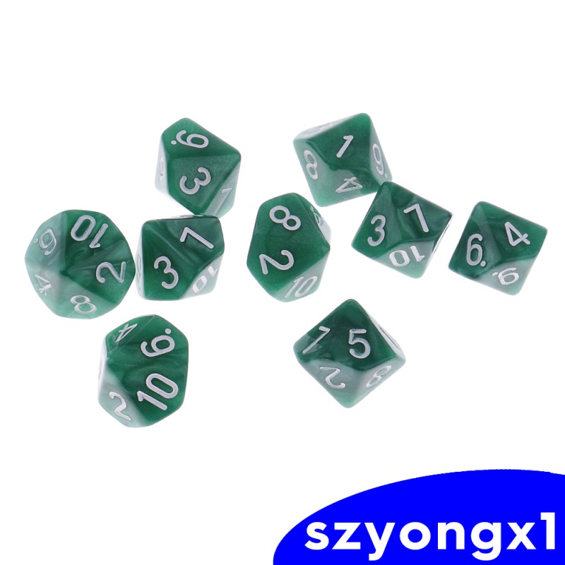 Best sale！  10x Plastic Digital 10-siede Dices D10 Die for Party Game Supplies Blue