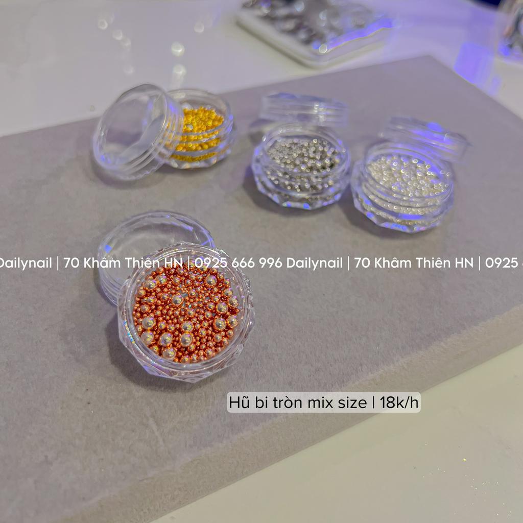 Hũ bi tròn mix size đính móng