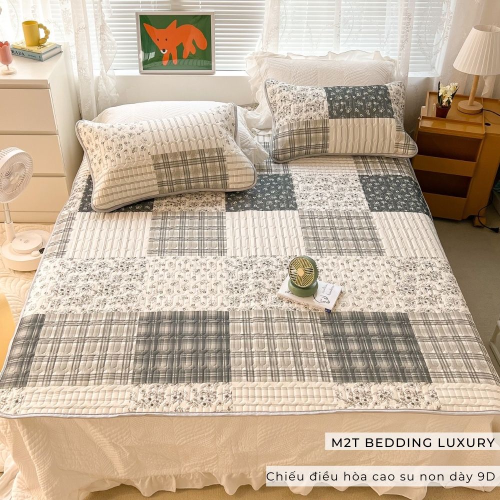 Chiếu điều hòa cao su non 9D M2T BEDDING Luxury vải lụa Tencel mát cao su non Latex mềm mịn đủ kích thước m6/m8/2m2