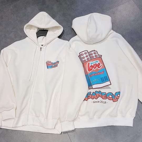 Áo khoác nữ form rộng hàn quốc, áo khoác hoodie nữ form rộng có dây kéo LOVE | BigBuy360 - bigbuy360.vn