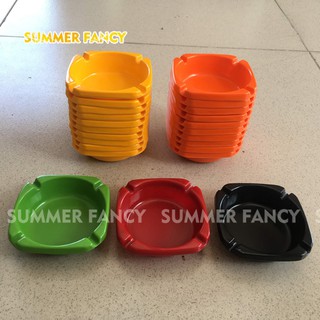 Gạt tàn nhựa vuông đẹp melamine vuông bầu màu đen, cam, đỏ, vàng bóng cao cấp - Ash tray