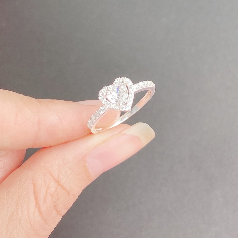 Nhẫn nữ bạc ta mặt trái tim đính đá - Trang sức bạc Evasilver