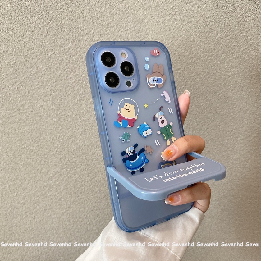 Ốp Điện Thoại Có Giá Đỡ Họa Tiết Hoạt Hình Cho iPhone 13 12 11 Pro Max SE2020 X XR XS Max 8 7 Plus