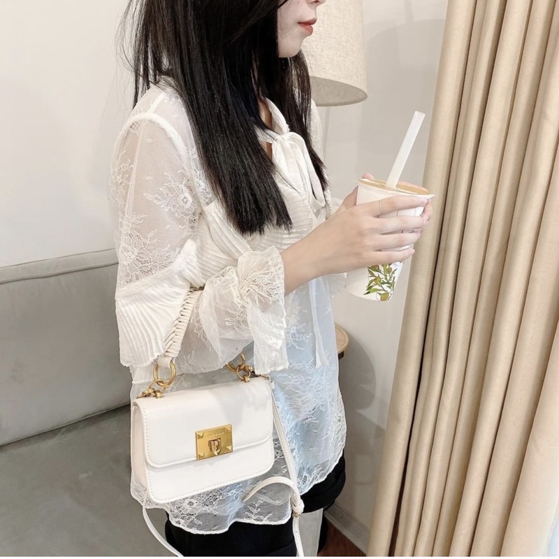 Túi xách nữ đeo chéo CnK có quai xách dây đan tết mẫu mới size 16cm