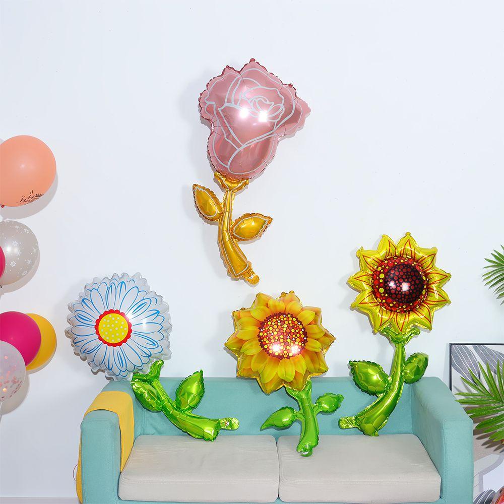 Bong Bóng Foil Hình Hoa Hướng Dương Dùng Trong Trang Trí Tiệc Cưới DIY Mới
