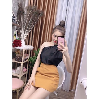 áo phi lụa lệch nơ vai xinh