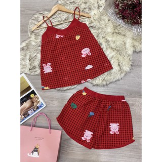 Đồ bộ đùi 2 dây vải lụa mặc nhà vải mịn mát