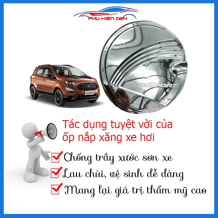 Ốp nắp bình xăng Ecosport 2018-2019-2020-2021 mạ crom chống trầy trang trí ô tô
