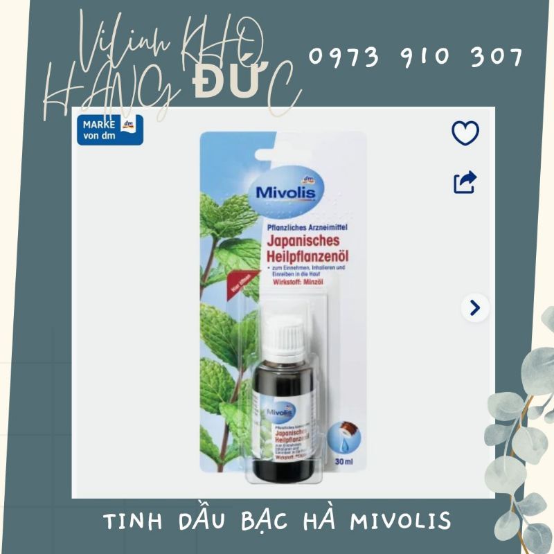 (Date mới bill Đức ảnh cuối) Tinh Dầu Bạc Hà Mivolis Japanisches Heilpflanzenol, 30 ml