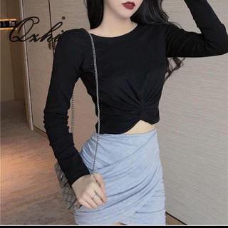 [MisakiShoppu2019] 1142A11B1-1 Áo thun tay dài xoắn eo gợi cảm