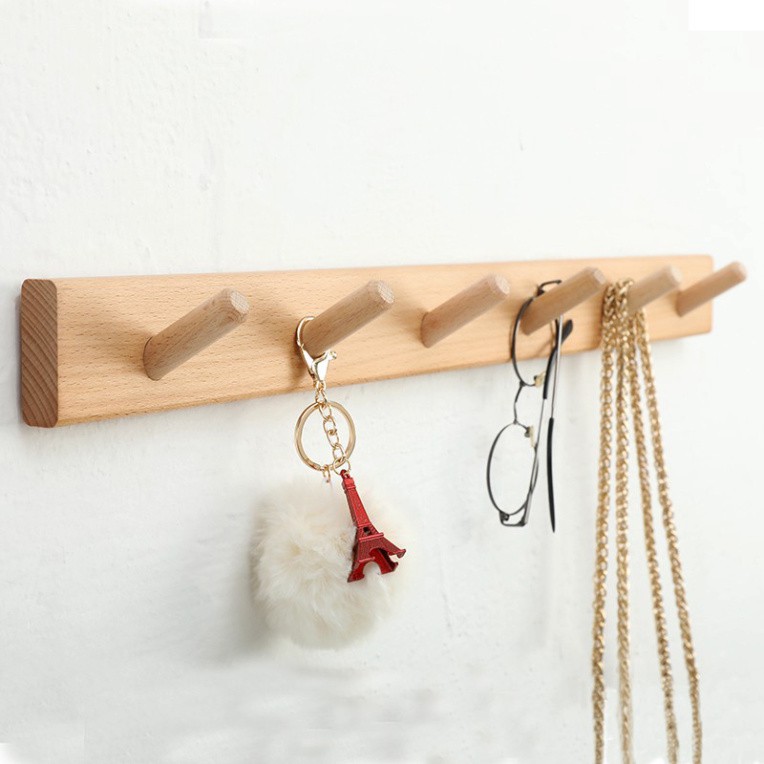 TUANN2 Mắc Treo Quần Áo Gắn Tường, Móc Treo Đồ Đa Năng Bằng Gỗ PAPAA.HOME tUANN2