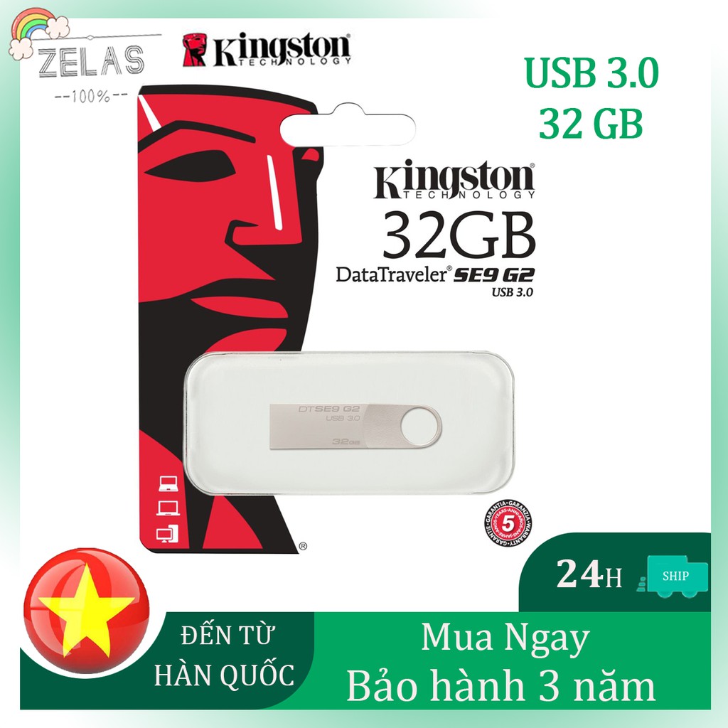 USB 3.0 Kingston DTSE9 32GB - Chất liệu kim loại - Bảo hành 3 năm