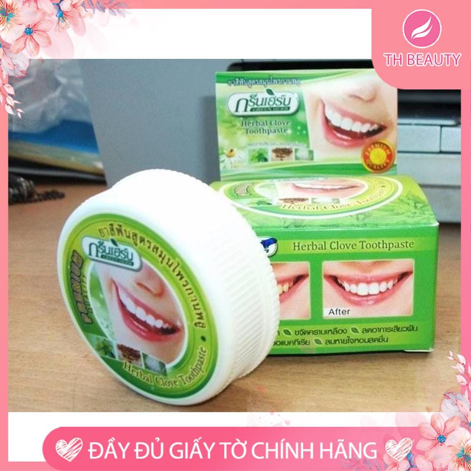 &lt;Thật 100%&gt; Kem tẩy trắng răng Green Herb Thái Lan tặng kèm 1 hộp nhỏ 10gr