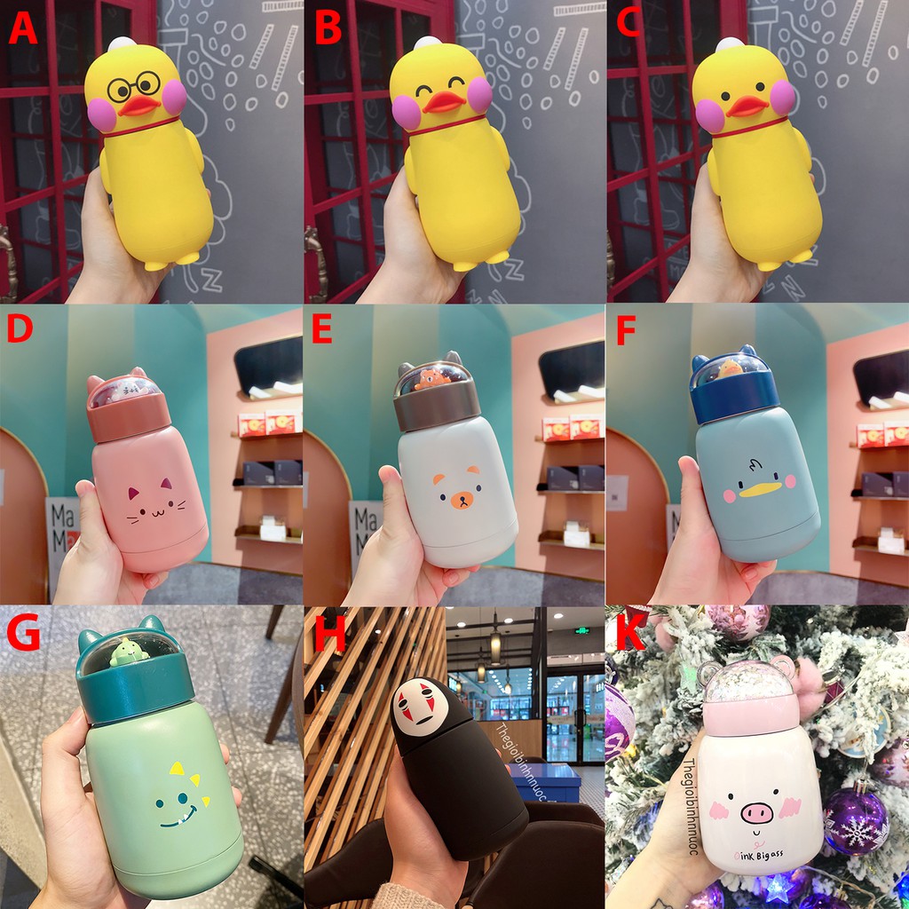 Bình Giữ Nhiệt Vịt Gấu Thỏ Heo Vô Diện Dễ Thương