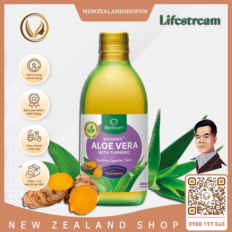 Nước ép nha đam nghệ Lifestream Biogenic Aloe Vera with Turmeric 500ml