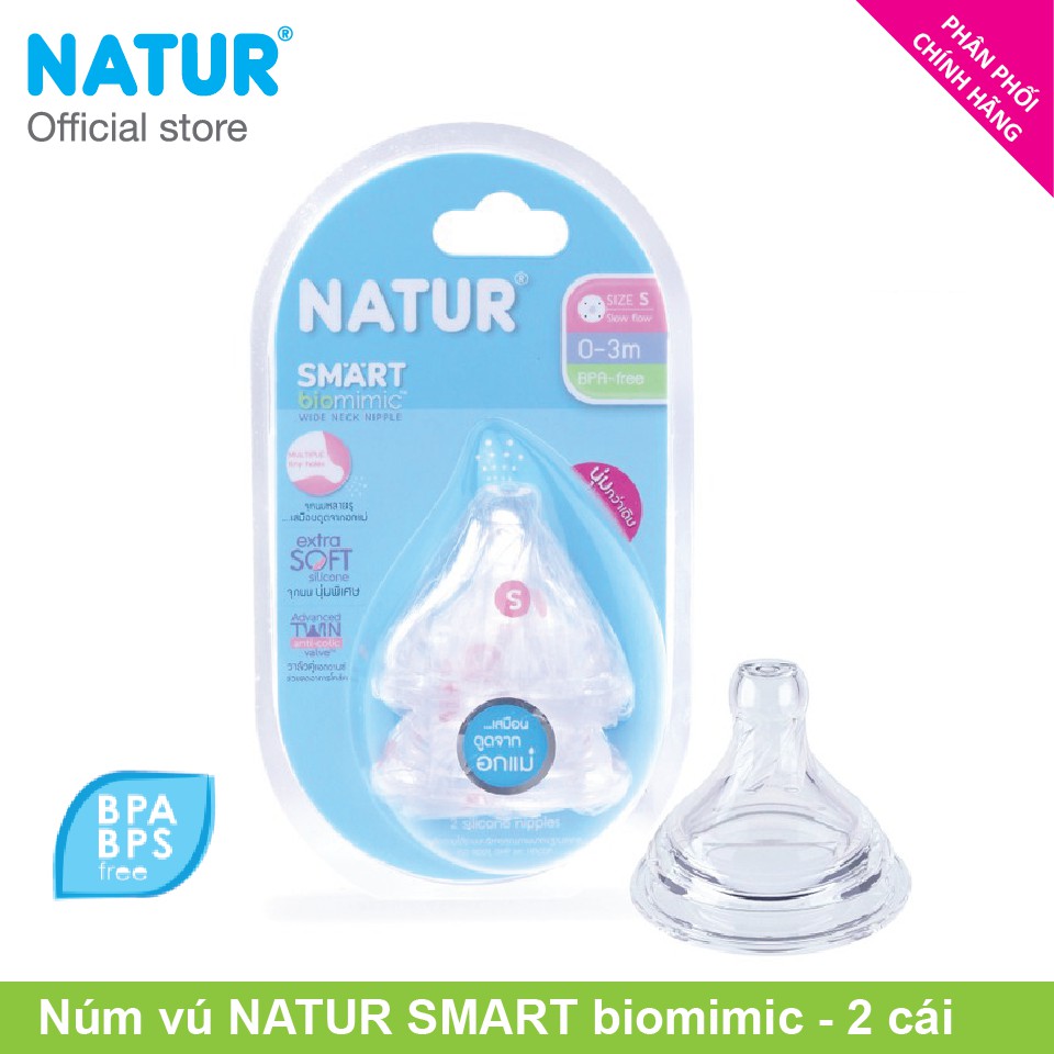 Núm vú cổ rộng nhiều tia Natur SMART biomimic | Size S/ M/ L | Bộ 2 cái