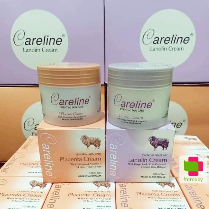 Kem dưỡng ẩm mỡ cừu (tím), nhau thai cừu (cam) Careline Lanolin/Placenta Cream, Úc (100ml) cho mọi lứa tuổi