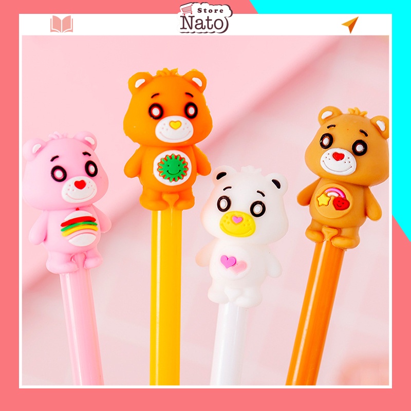 Bút Gel đen mực nước cute giá rẻ viết đẹp hàn quốc cao cấp có nắp hình thú dễ thương cho bé NATO BB36