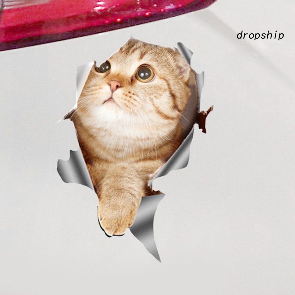 Nhãn dán xe ô tô hình mèo 3D chống nước không phai màu