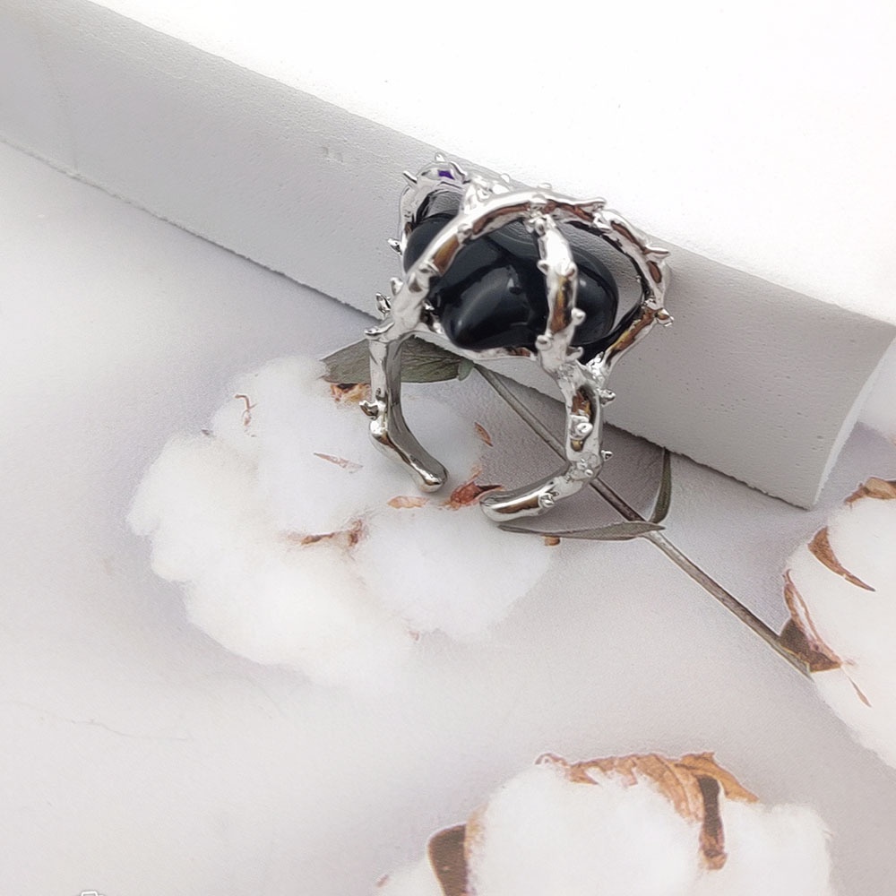 Nhẫn Hở Kim Loại Hình Trái Tim In Chữ Imprisoned Heart Thorns Thời Trang Cho Cặp Đôi
