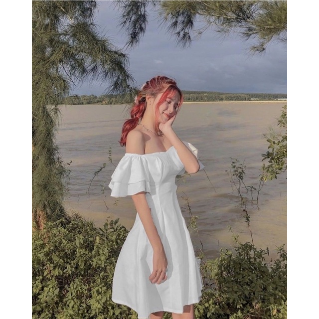 Váy tiều thư đẹp hai màu đen trắng basic khoá lưng siêu xinh cho nàng Đầm tiểu thơ xinh xắn hai lớp - Zadola fashion