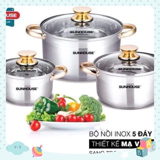 Bộ Nồi 5 Đáy Cao Cấp Bếp Từ Sunhouse SH781 chính hãng