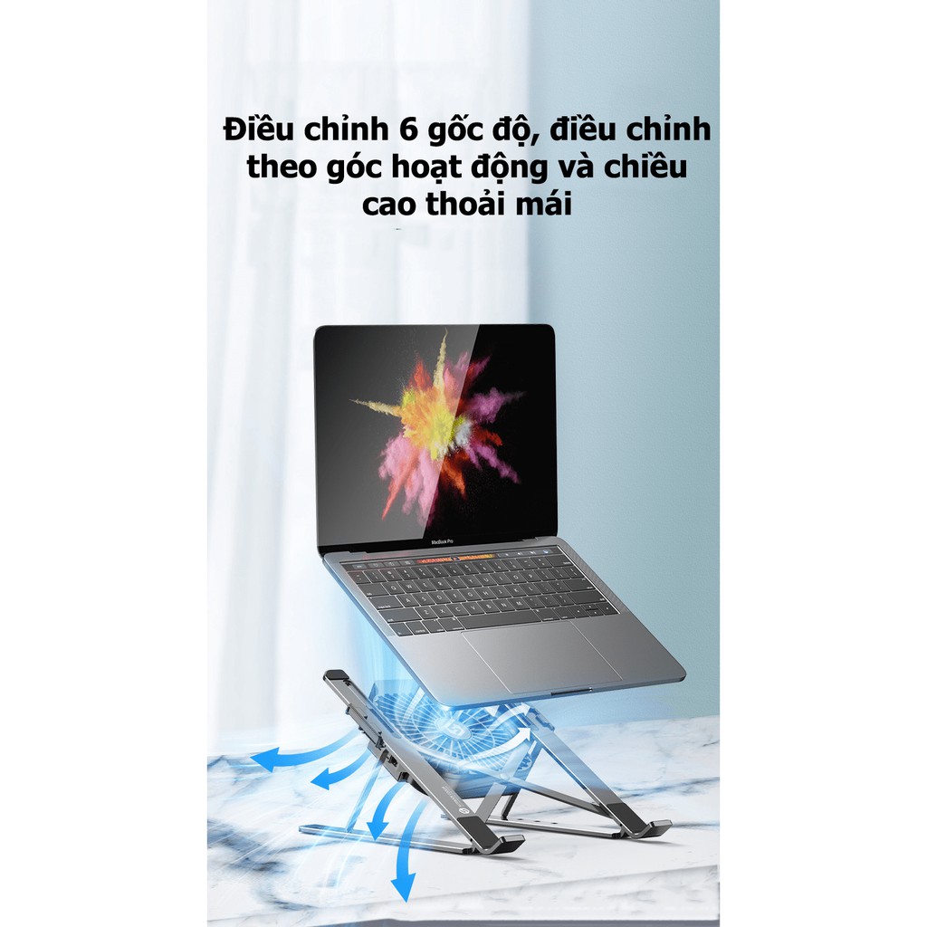 Giá đỡ laptop và máy tính bảng bằng hợp kim nhôm có quạt tản nhiệt tiện dụng - VL20