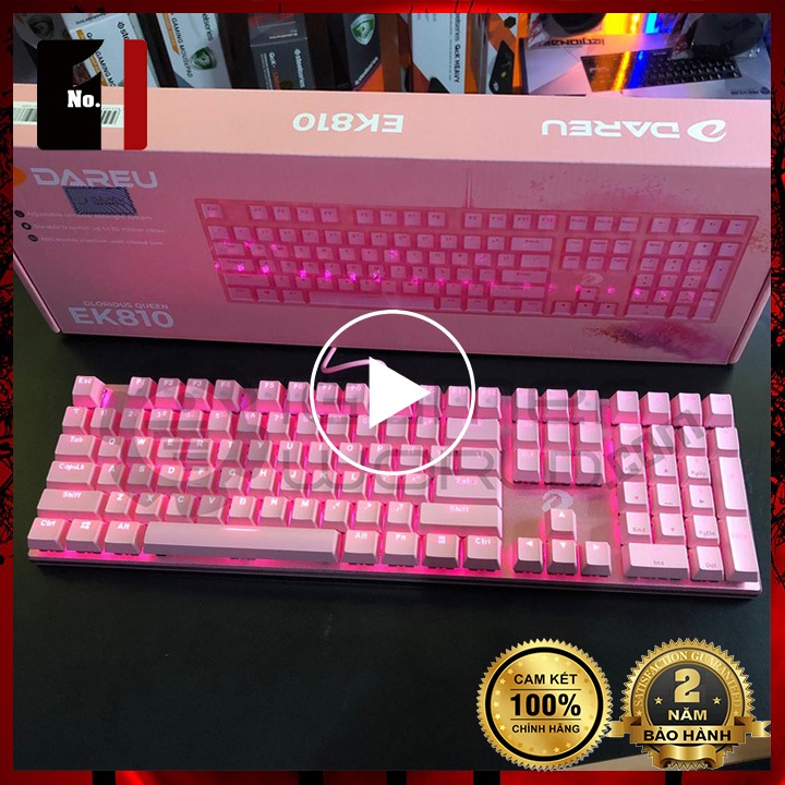 Bàn Phím Cơ Gaming Máy Tính Dareu EK810 Màu Hồng Led RGB Bàn Phím Vi Tính Laptop Pc Chơi Game Dễ Thương Có Dây