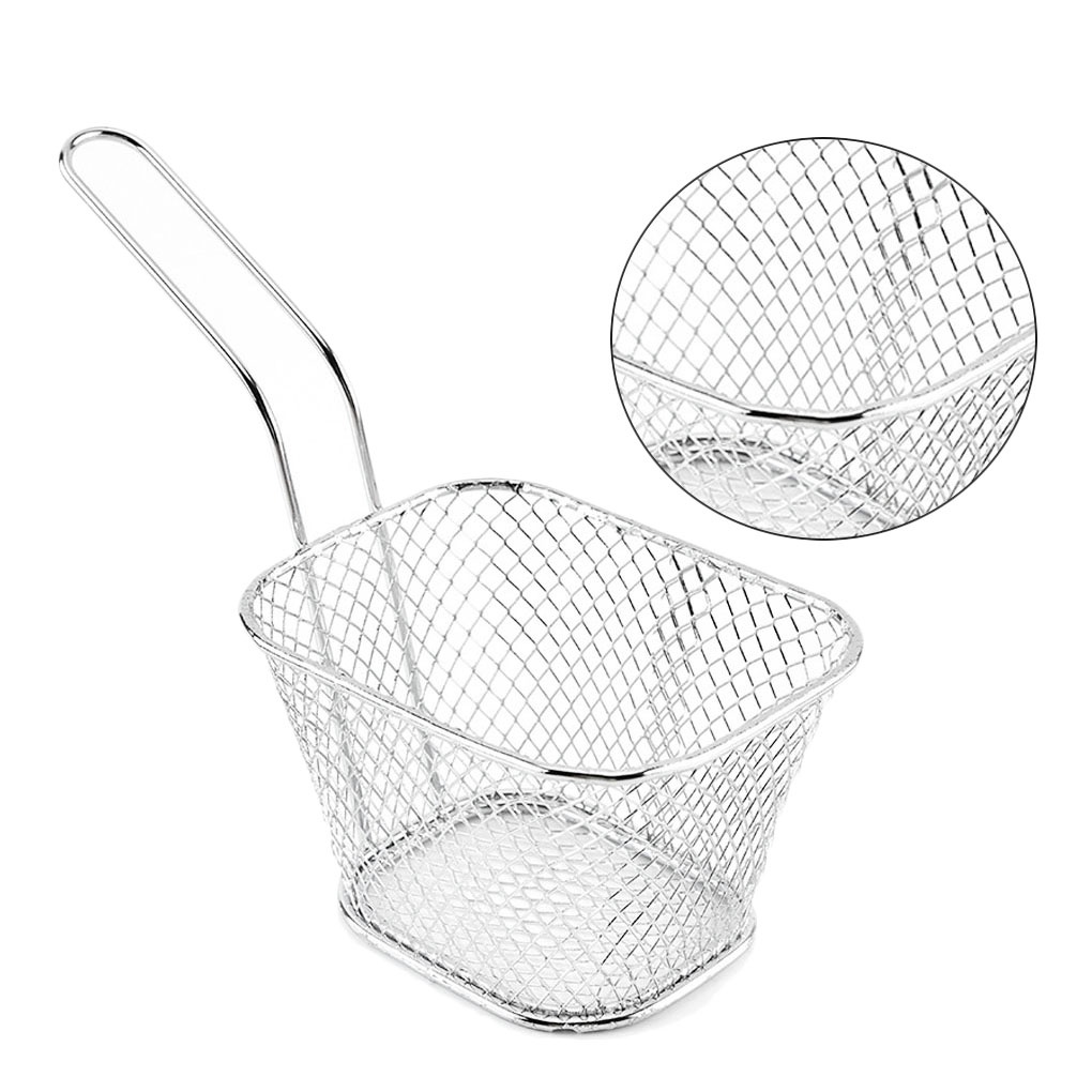 Rổ Lưới Lọc Ráo Dầu Đồ Chiên Hình Vuông Bằng Thép Không Gỉ