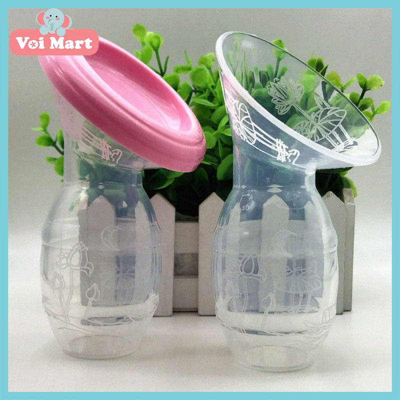⚡️𝐅𝐑𝐄𝐄 𝐒𝐇𝐈𝐏⚡️ Cốc Hứng Sữa Rảnh Tay Silicon Siêu Mềm Kèm Nắp Đậy Và Đế Chống Đổ 🩸