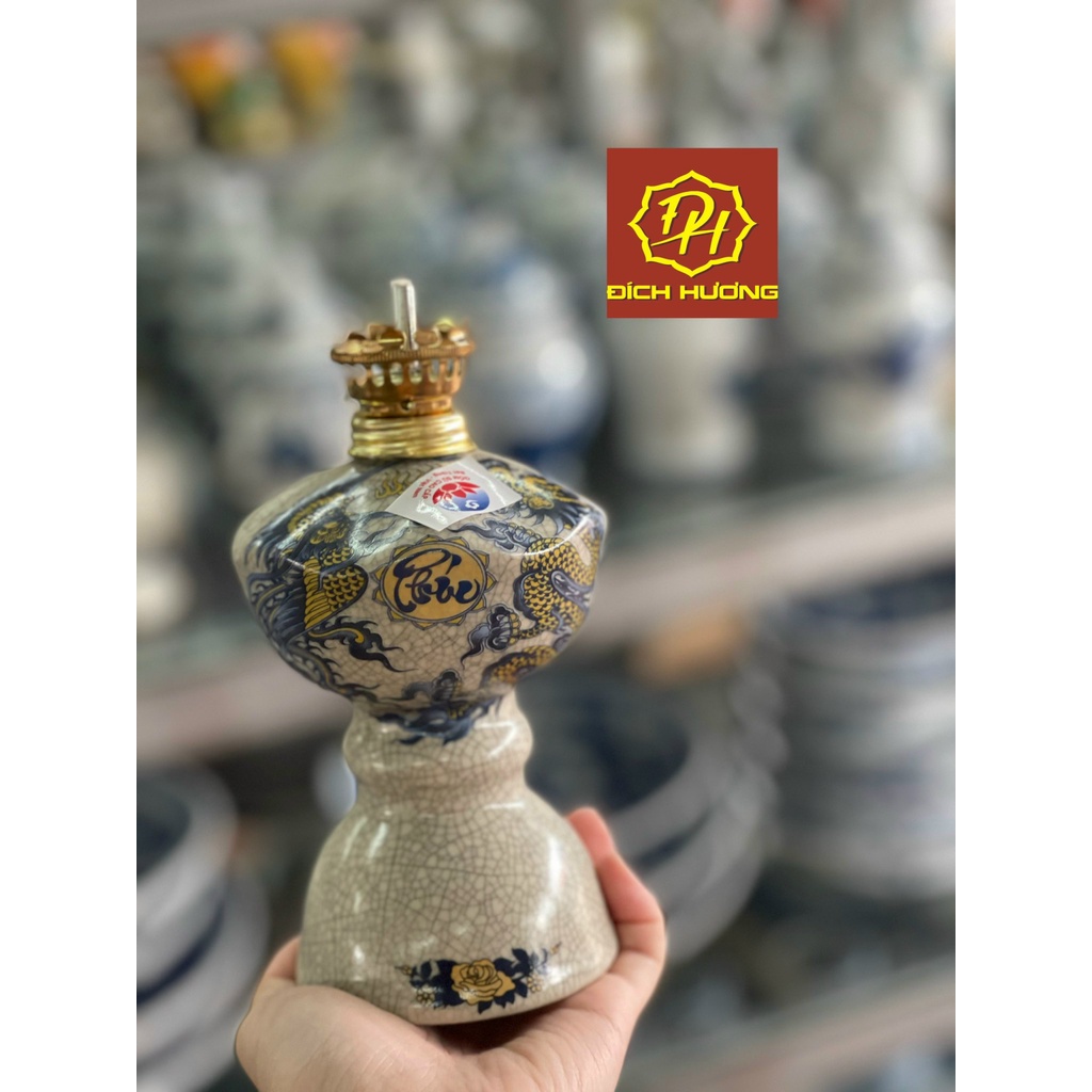 Đèn dầu men rạn Bát Tràng