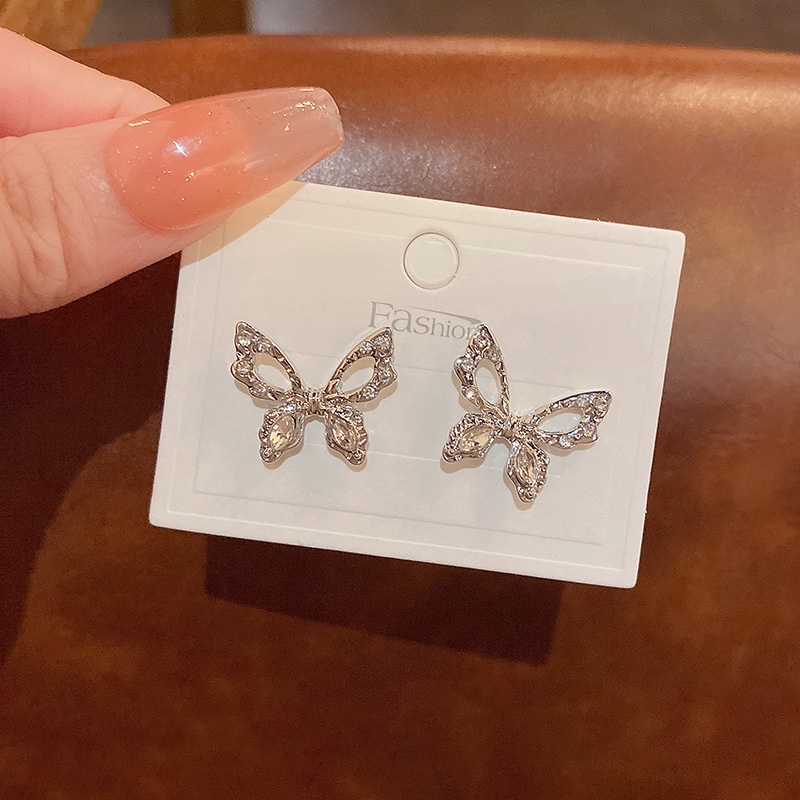 Bông Tai Hình Bướm Bằng Bạc Đơn Giản Sang Trọng Dễ Phối Đồ