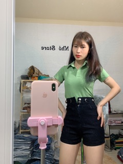 Quần short khoen đai lưng cao