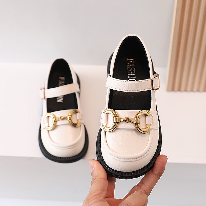 Giày Da Mềm Màu Trơn Chống Trượt Cho Bé Gái Size 26-37